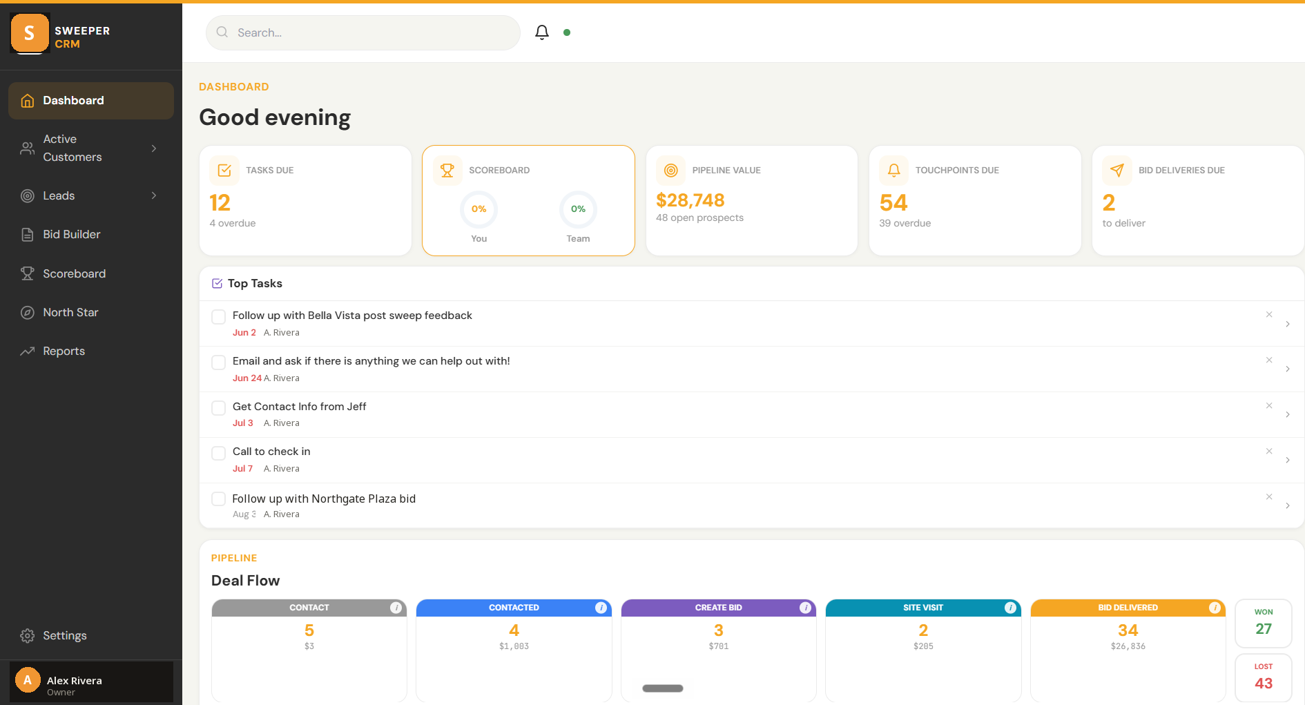 SweeperCRM interface screenshot